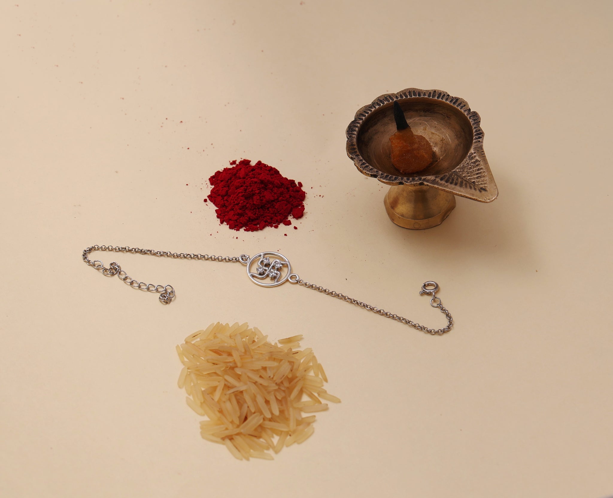 925 Sterling Silver Swastik CZ Rakhi for Brother Raksha Bandhan