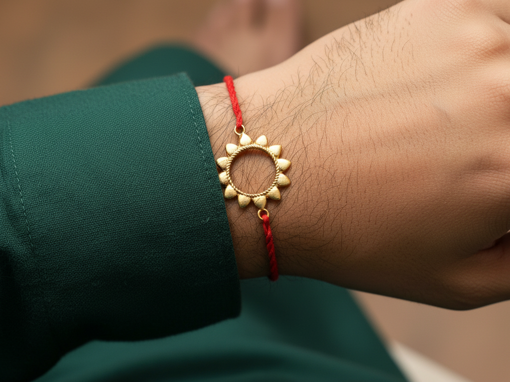 Surya Sun Gold-Plated 925 Silver Rakhi for Raksha Bandhan