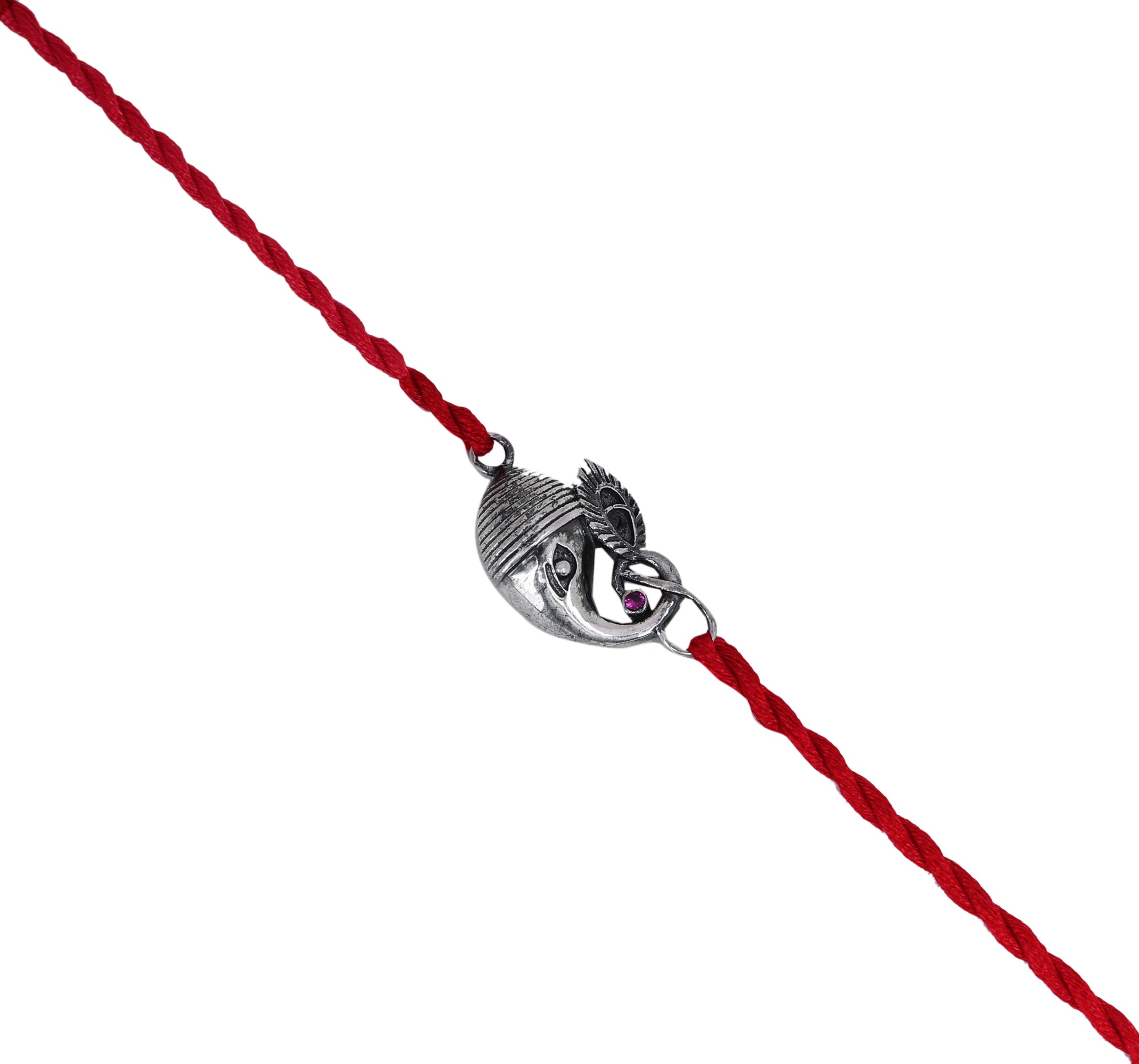 Ganesha 925 Sterling Silver Rakhi with CZ for Rakshabandhan