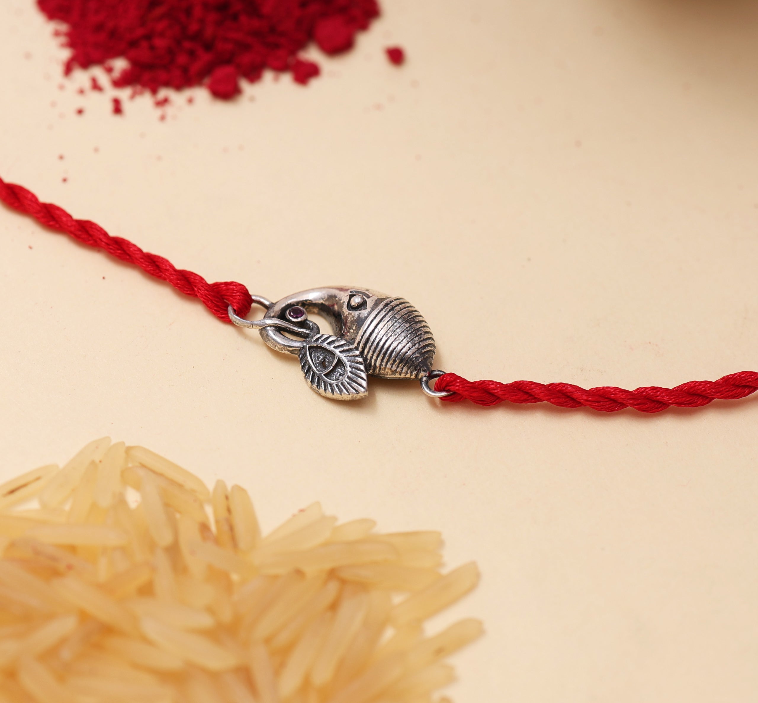 Ganesha 925 Sterling Silver Rakhi with CZ for Rakshabandhan