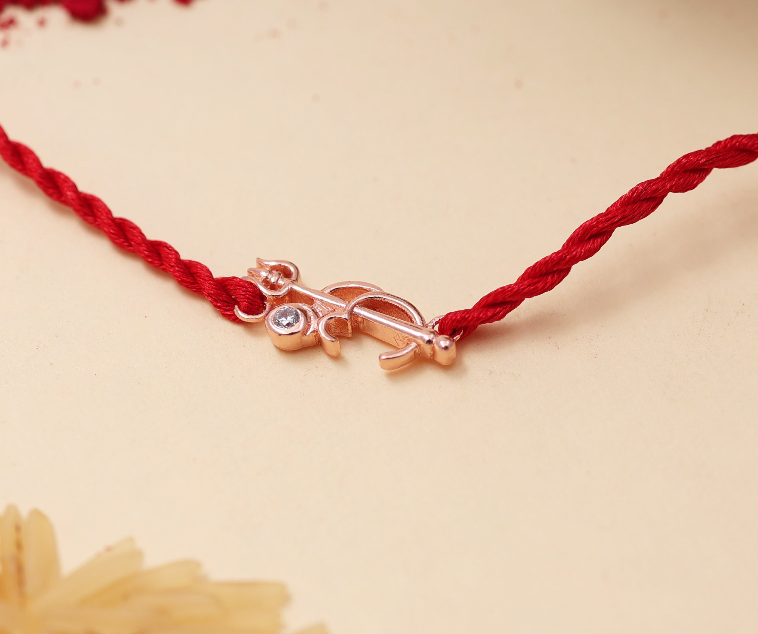 Shiva Trishul Om Rakhi in 925 Sterling Silver with CZ for Brother