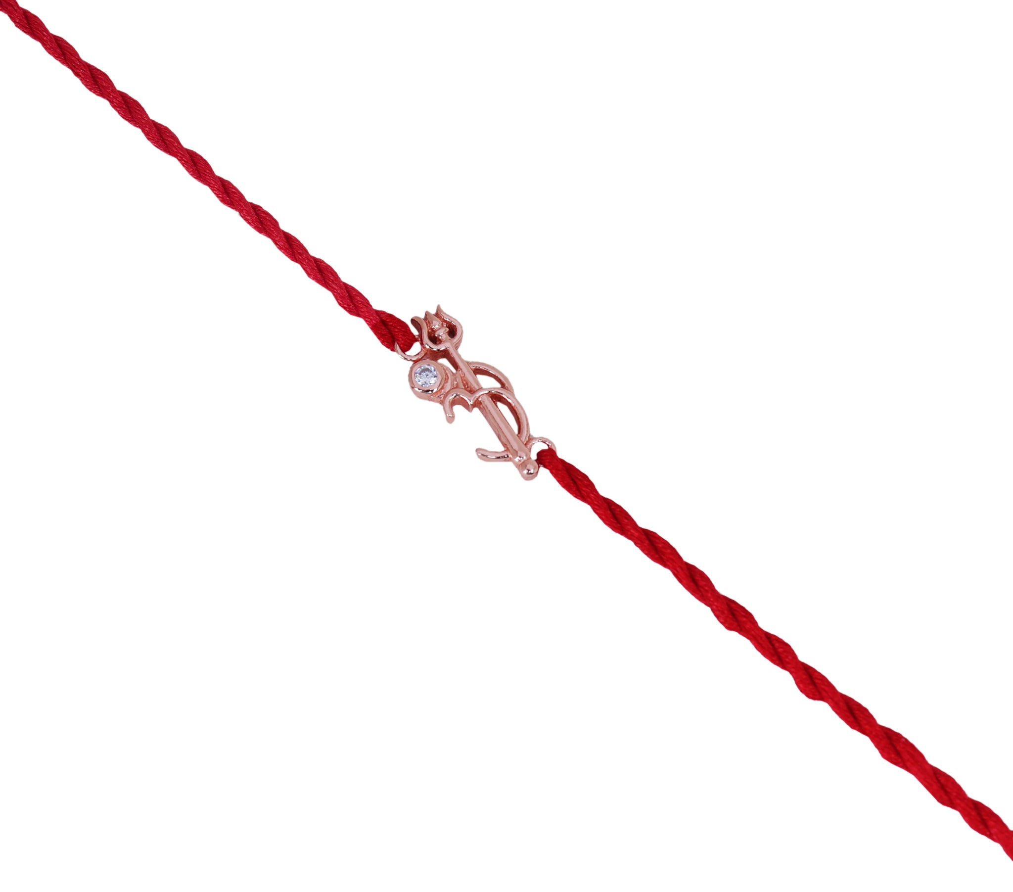 Shiva Trishul Om Rakhi in 925 Sterling Silver with CZ for Brother