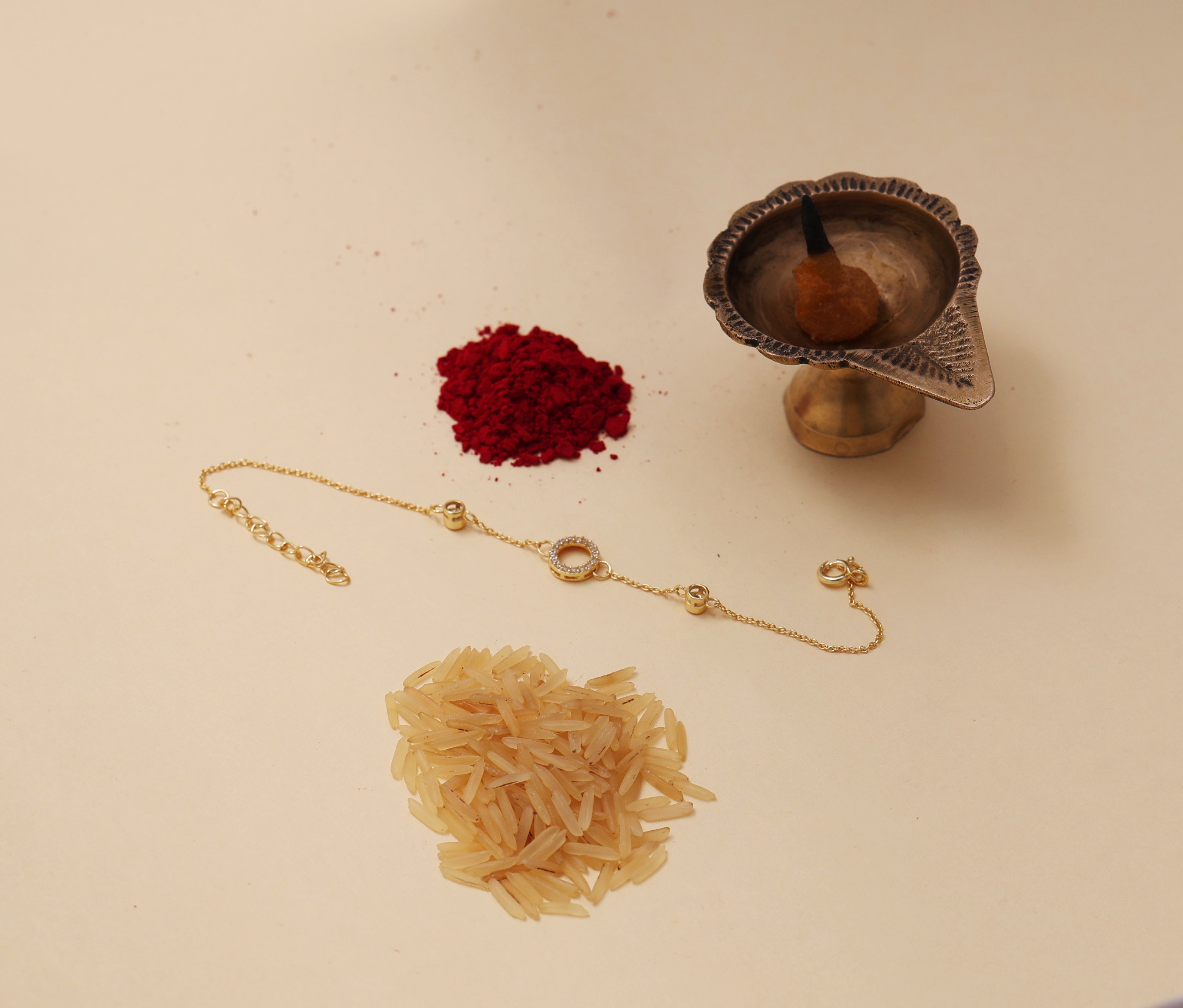 CZ Circle 925 Sterling Silver Rakhi for Brother | Gold Plated