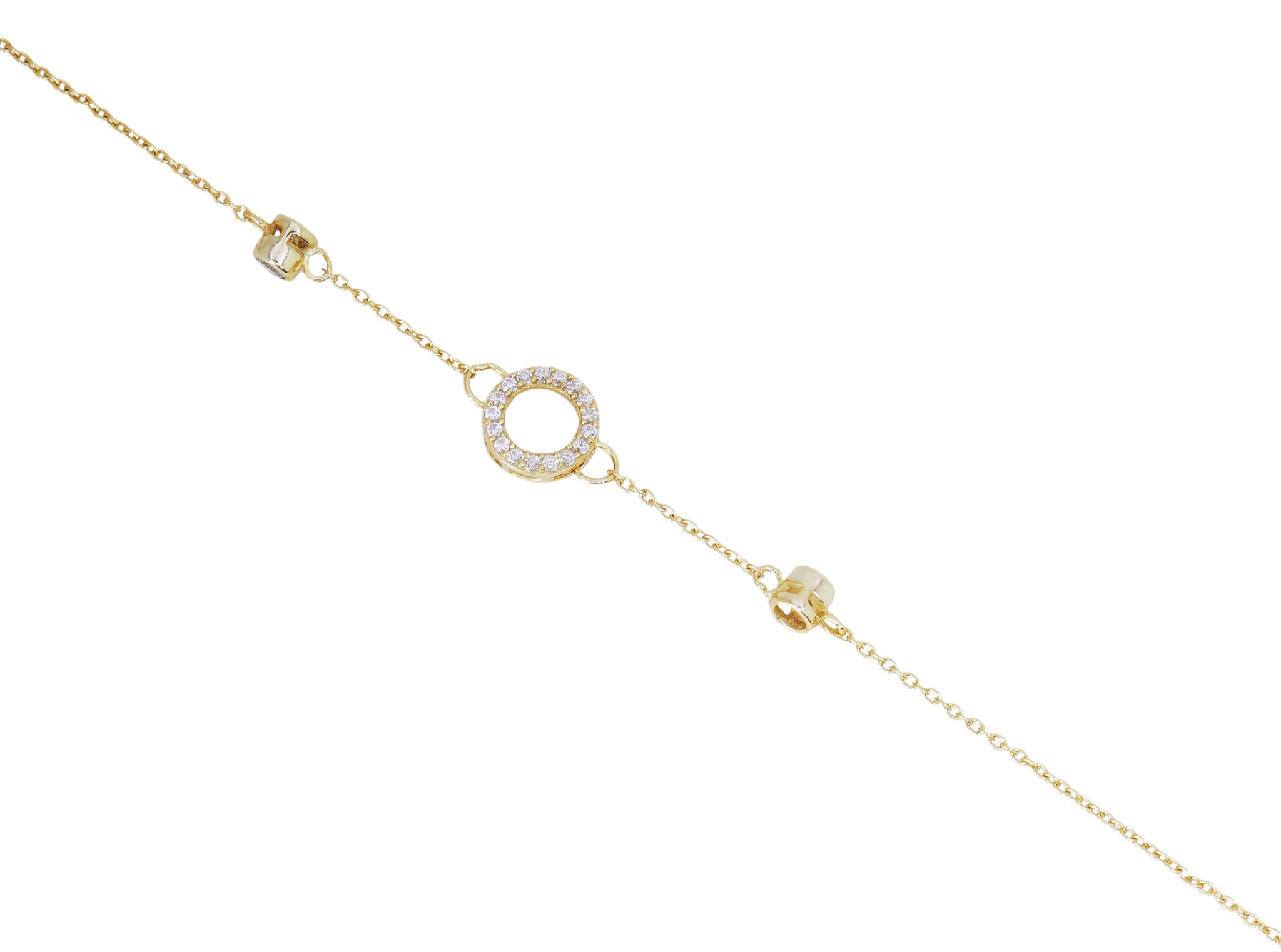 CZ Circle 925 Sterling Silver Rakhi for Brother | Gold Plated