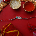 将图像加载到图库查看器中， Evil Eye Feather Rakhi in 925 Silver with Zircon for Brother
