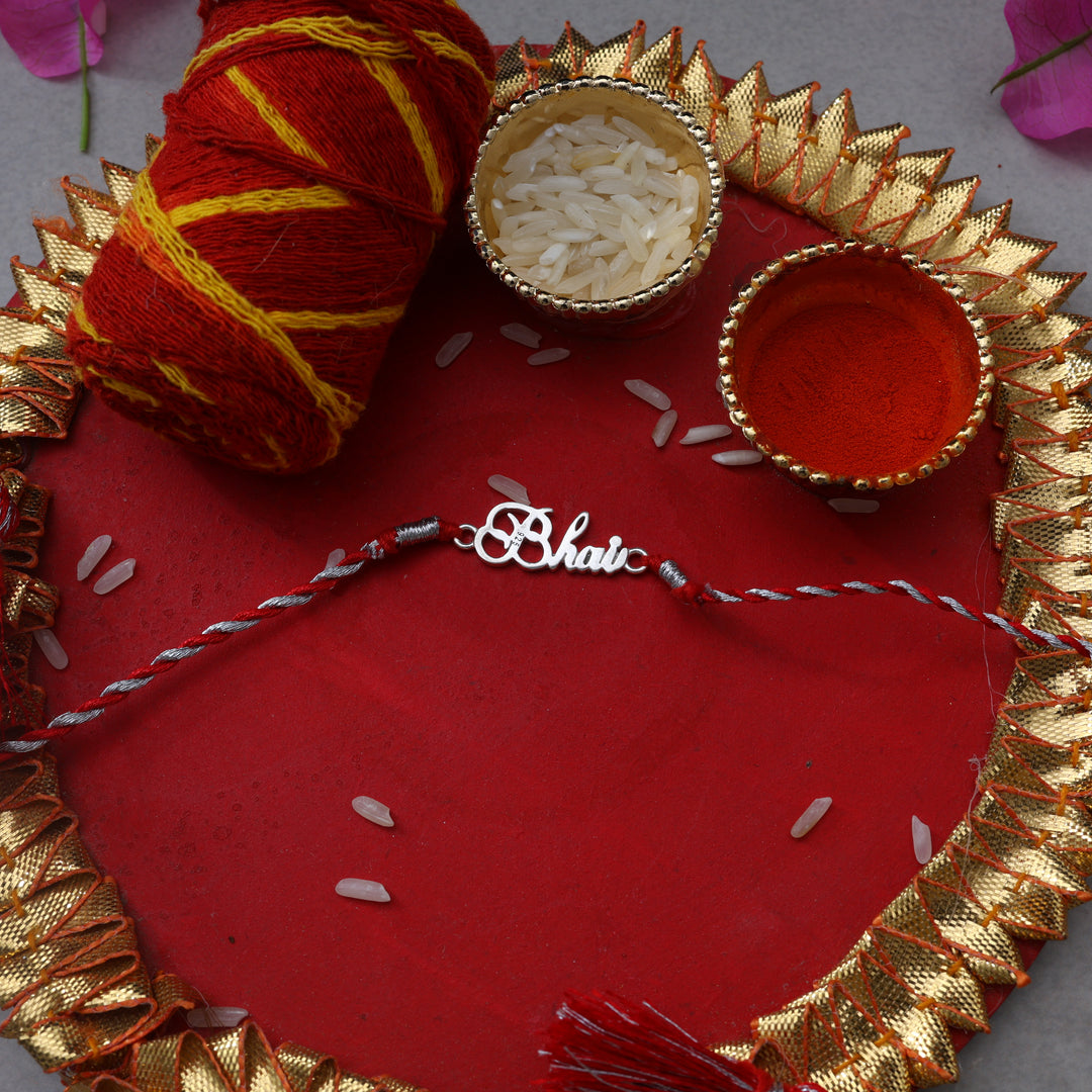 Bhai Script 925 Silver Rakhi for Brother | Raksha Bandhan Gift