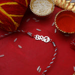 Load image into Gallery viewer, BRO #1 925 Silver Rakhi for Brother | Red Thread Tassel
