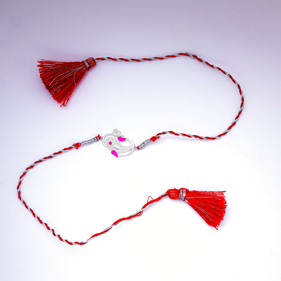Ganesha 925 Silver Rakhi with Zircon for Brother | Raksha Bandhan