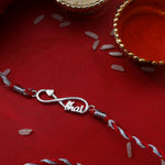 Load image into Gallery viewer, Infinity Bhai 925 Silver Rakhi for Brother with Red Thread Tassel
