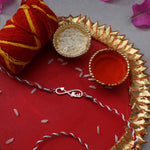Load image into Gallery viewer, Infinity Bhai 925 Silver Rakhi for Brother with Red Thread Tassel
