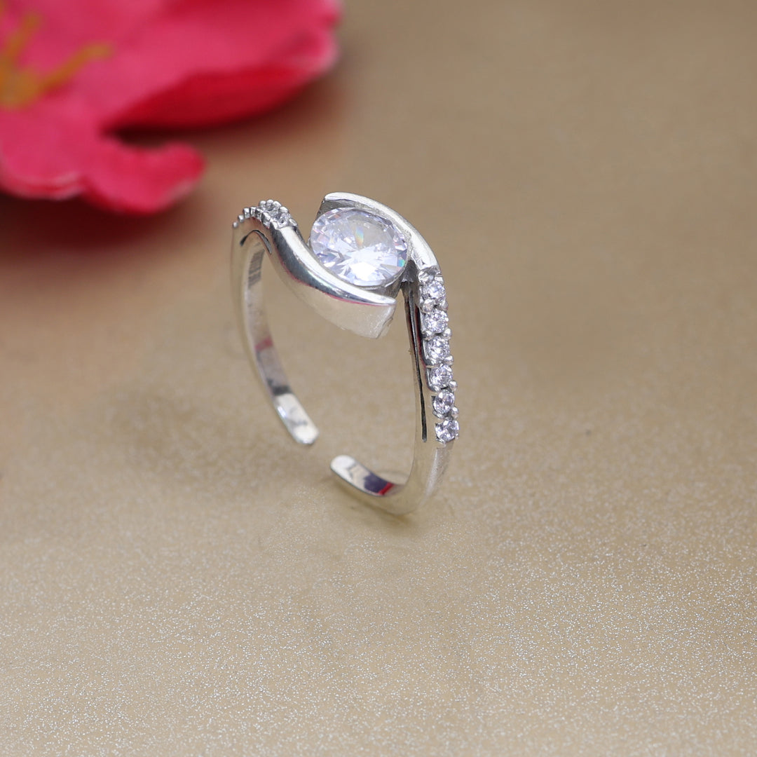 925 Silver Cubic Zirconia Ring for Women | Adjustable Ring