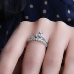 Load image into Gallery viewer, Silver Crown Ring with Cubic Zirconia | Women's Ring
