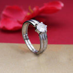 Load image into Gallery viewer, Adjustable Silver Solitaire Ring | Cubic Zirconia | For Women
