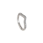 Load image into Gallery viewer, Silver Curved Pave Ring for Women | Diamond Accent Ring
