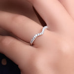 Load image into Gallery viewer, Silver Curved Pave Ring for Women | Diamond Accent Ring
