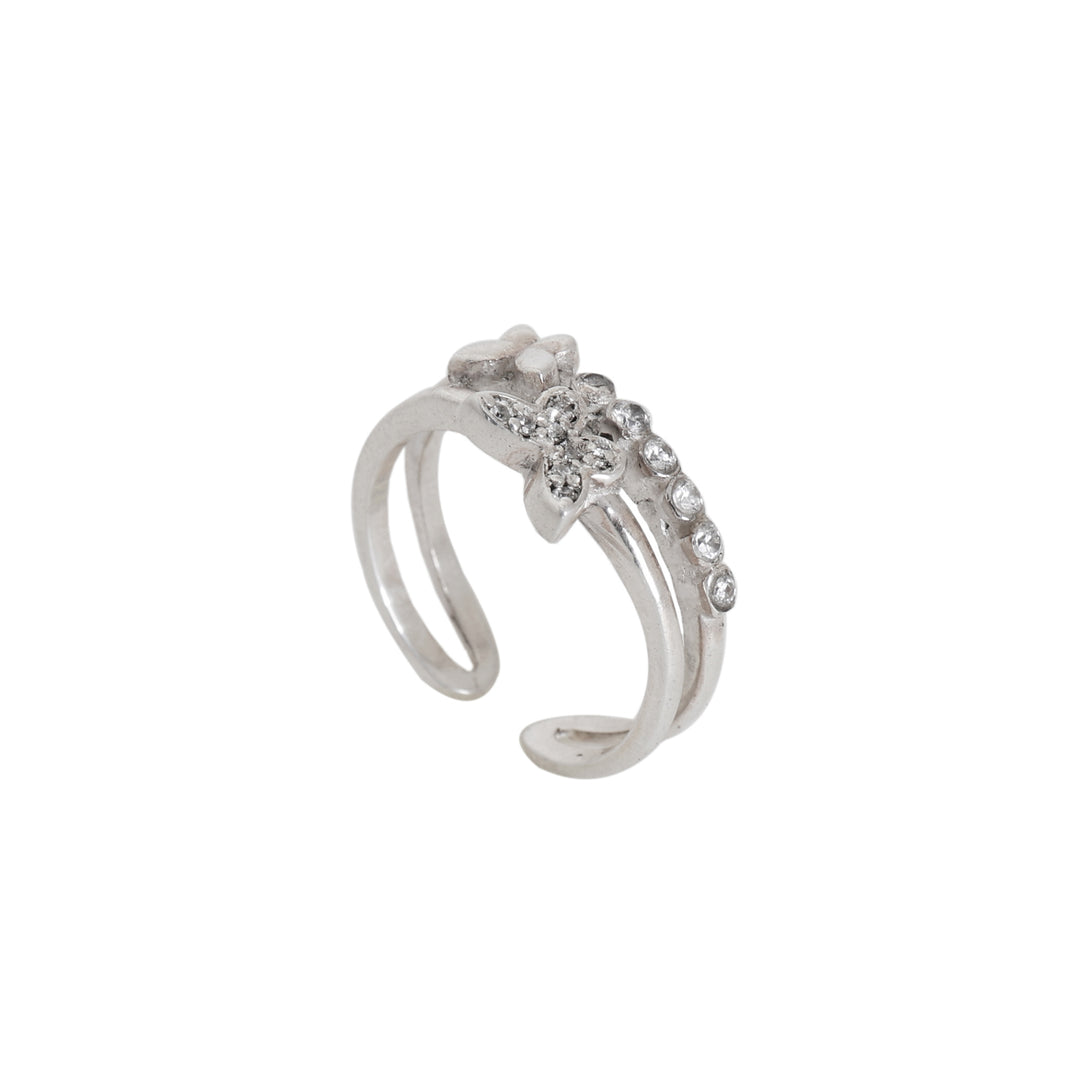 925 Silver Flower Toe Ring for Women | Adjustable Jewelry