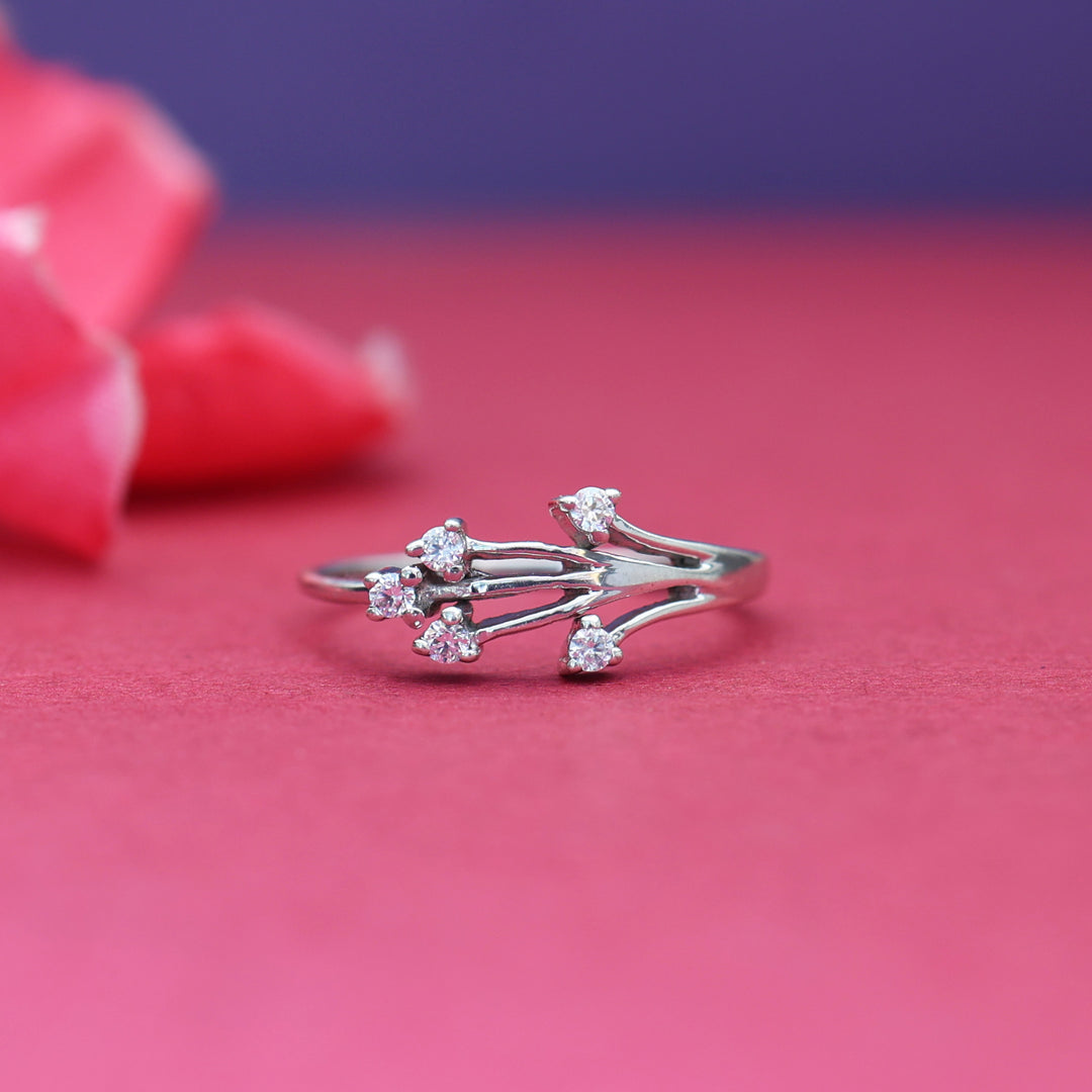 Silver Diamond Ring for Women | Flower Design | Gift Jewelry