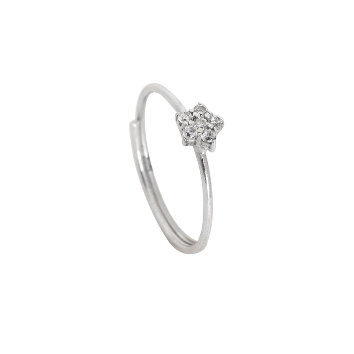 925 silver flower nose ring with cubic zirconia | piercing jewelry