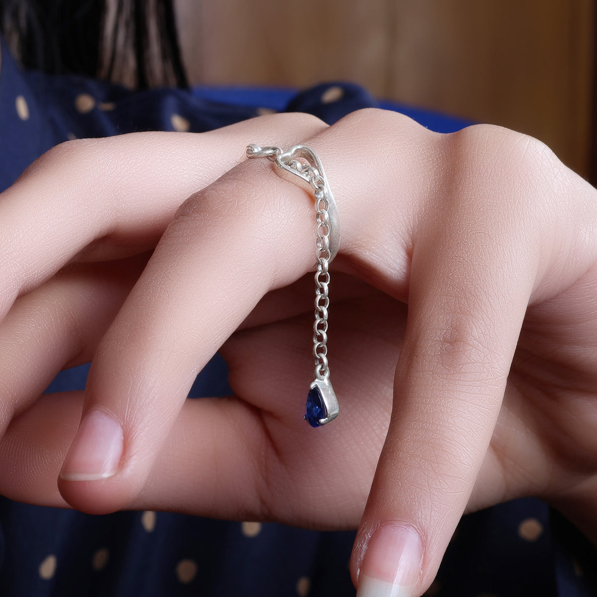 925 silver blue gemstone dangle ring for women | gift idea