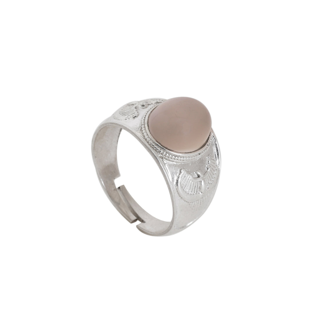 Silver Adjustable Ring with Oval Gemstone for Women | Gift Jewelry