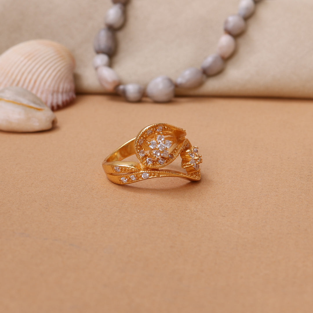 gold plating Floral Diamond Ring for Women | Luxury Jewelry Gift