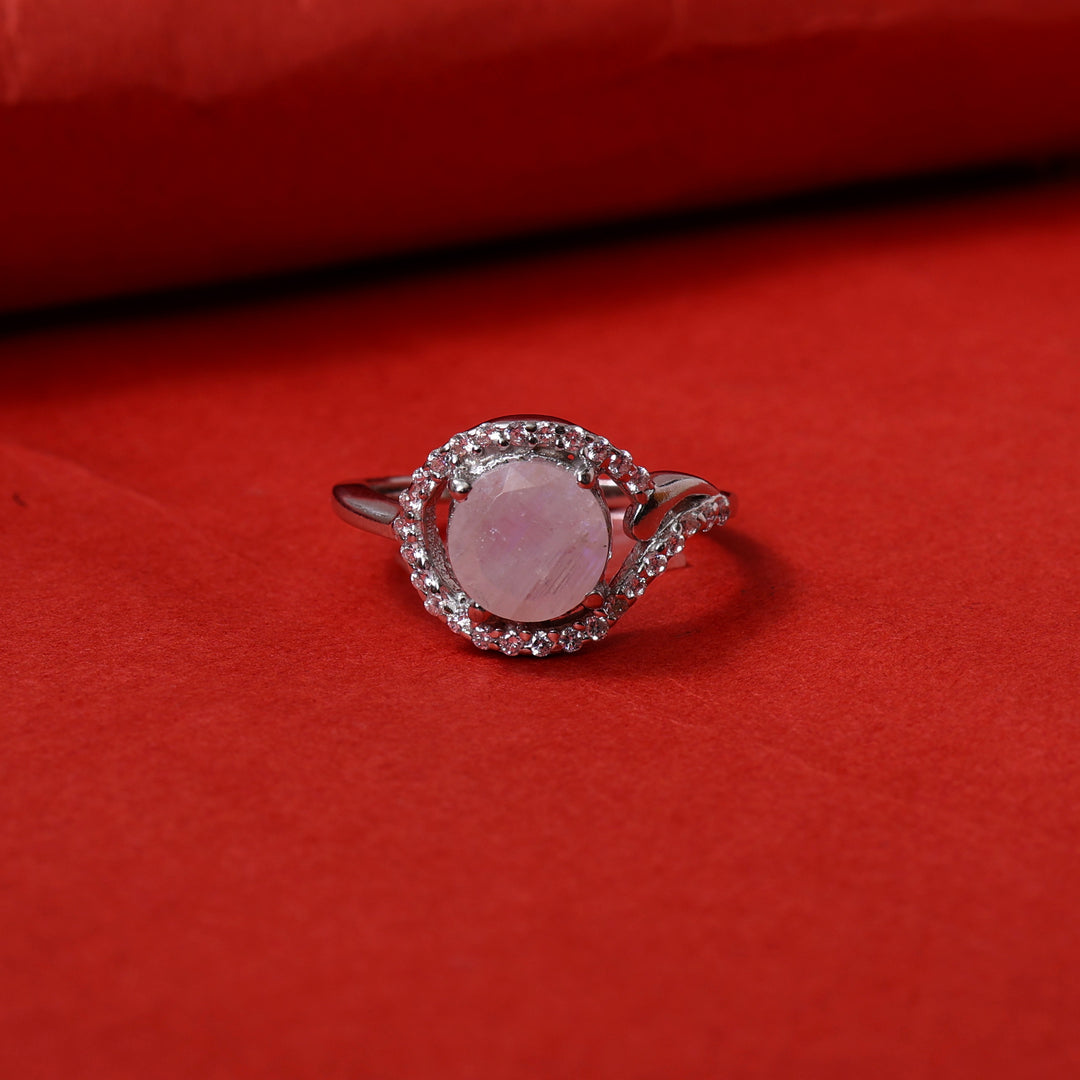925 Silver Pink Moonstone Ring for Women | Gift Jewelry