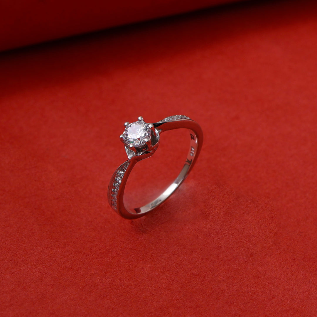 Silver Solitaire Engagement Ring for Women | Gift Idea