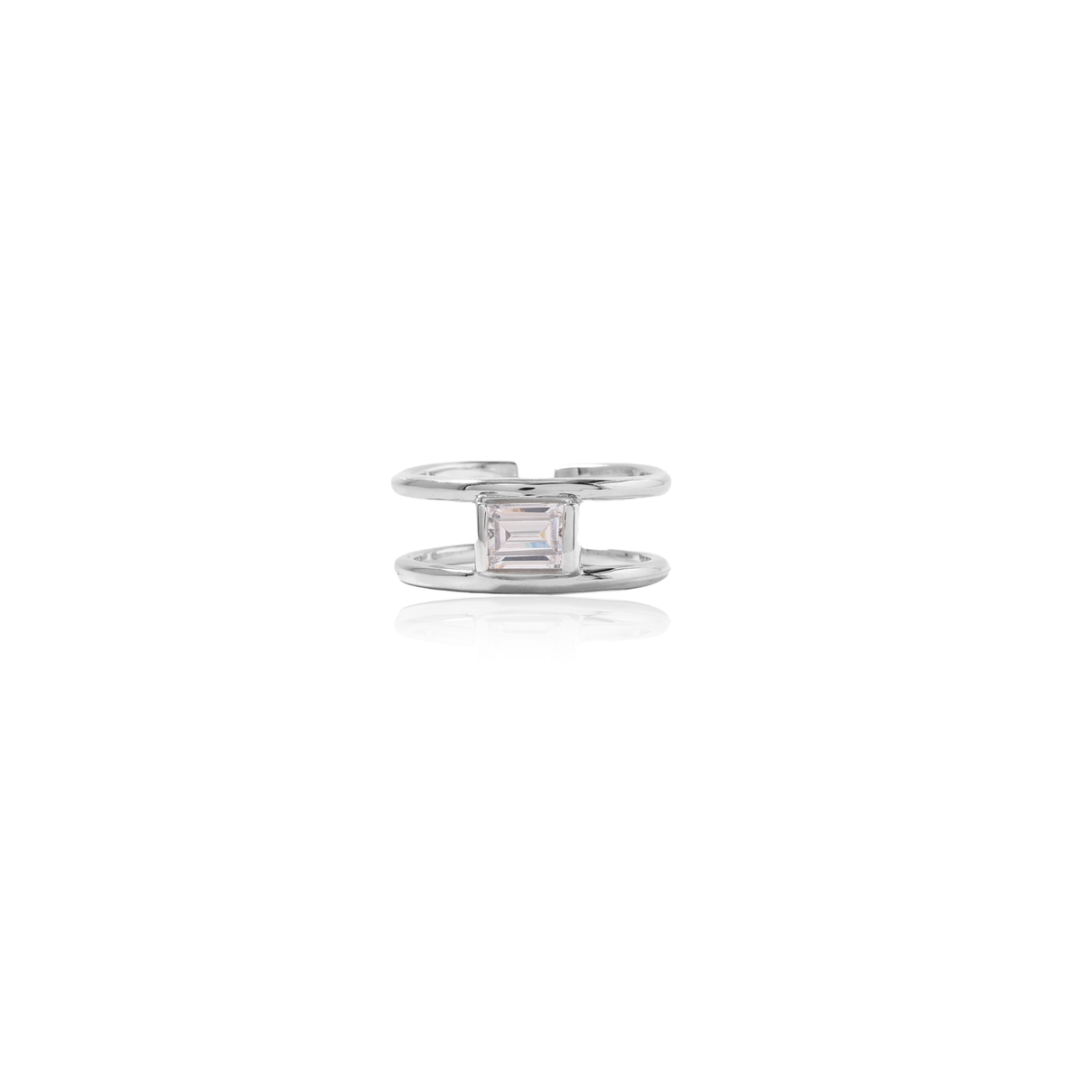 925 silver baguette stone ring for women | adjustable jewelry