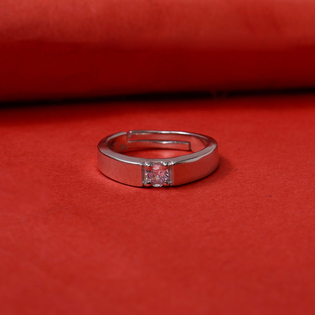 Silver Solitaire Ring for Women | Square Cut Diamond Ring