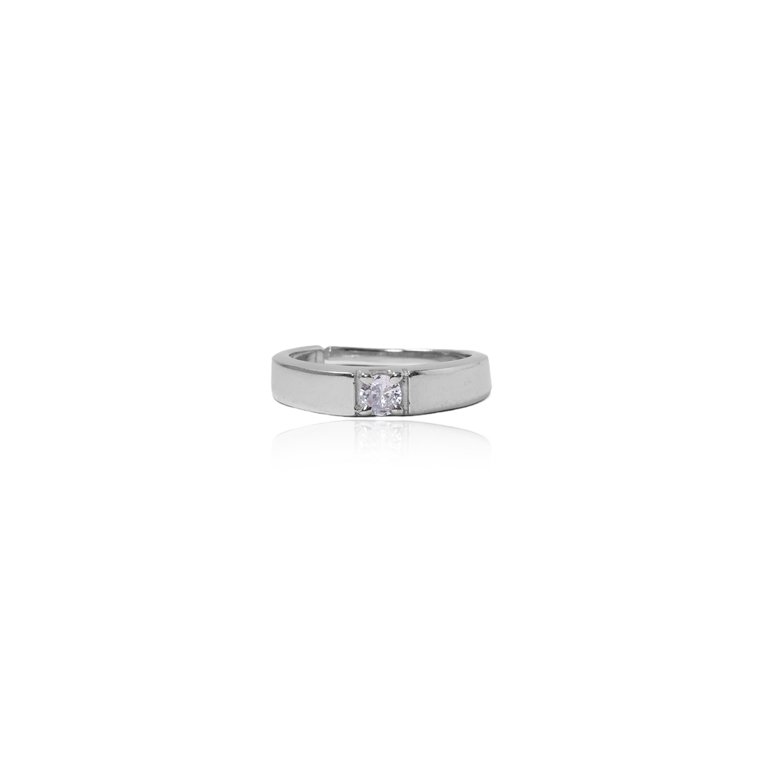 Silver Solitaire Ring for Women | Square Cut Diamond Ring