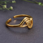 Load image into Gallery viewer, Gold Plated Open Ring with Intertwined Leaf Motif for Women
