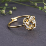 Load image into Gallery viewer, Gold Plated Adjustable Knot Ring with Cubic Zirconia Stones
