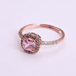 Load image into Gallery viewer, Rose Gold Plated Adjustable Ring with Pink Cushion Cut Stone and Halo
