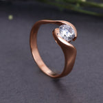 Load image into Gallery viewer, Rose Gold Plated Solitaire Ring with White Cubic Zirconia Stone for Women
