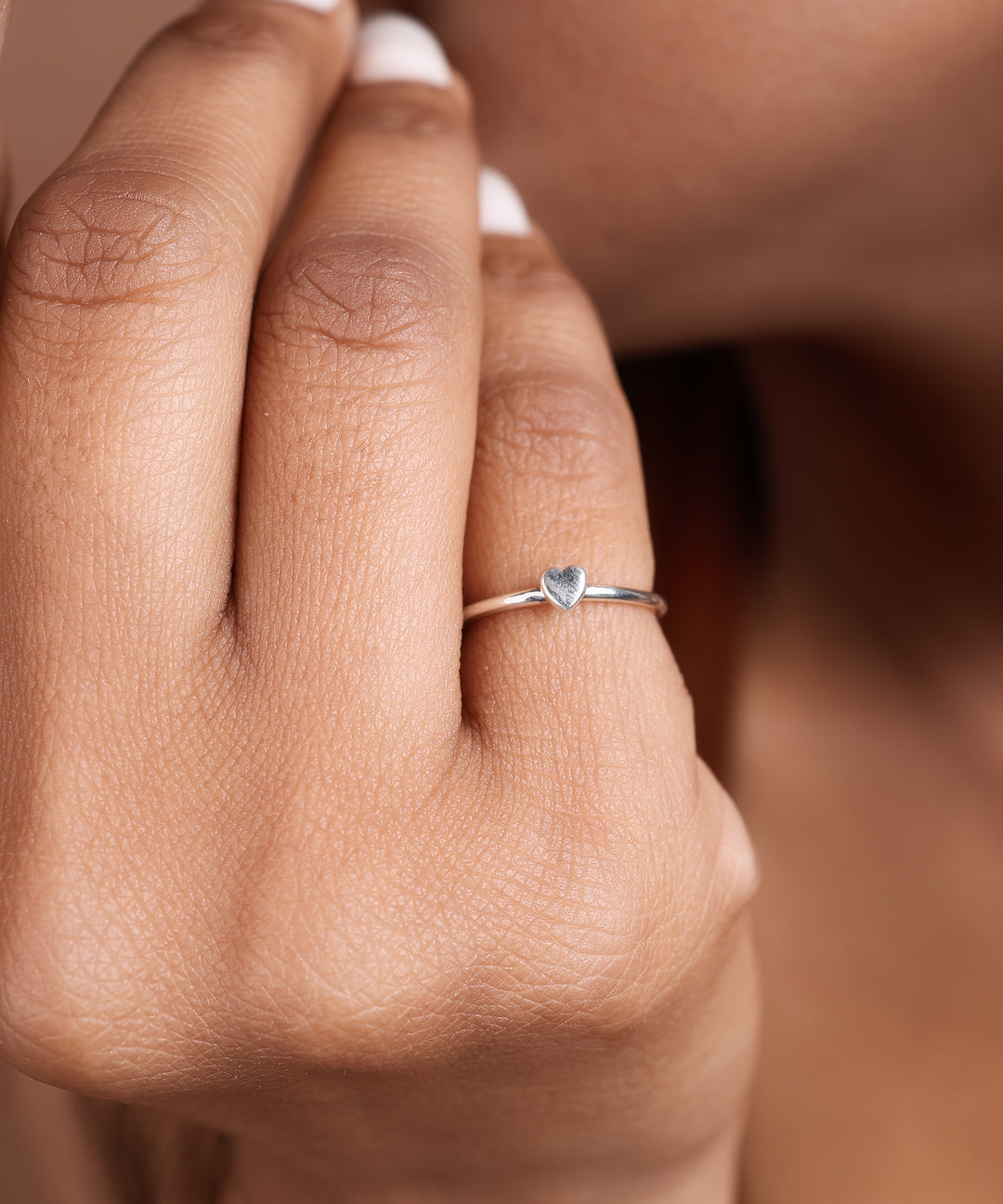 Sterling Silver Open Heart Adjustable Ring for Women | Minimalist Jewelry