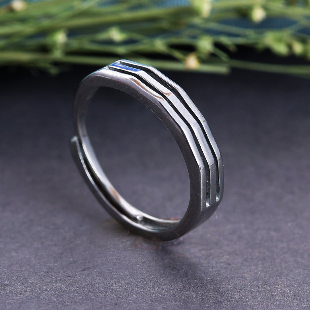 Sterling Silver Triple Stripe Wave Ring | Daily Wear Band