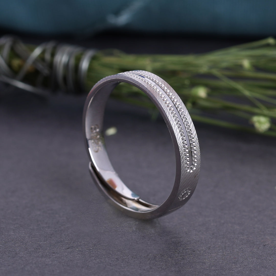 925 Sterling Silver Adjustable Band Ring with Textured Finish | Daily Wear