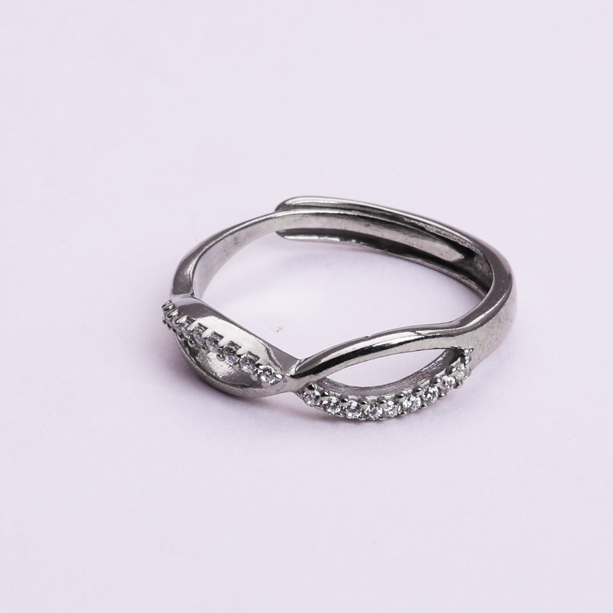 Adjustable sterling silver infinity ring with cz stones | gift jewelry