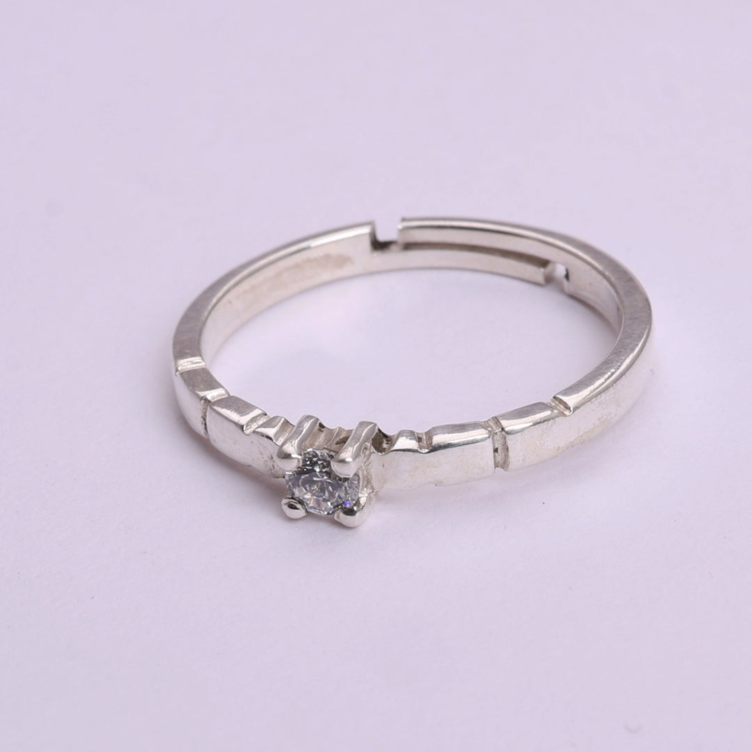 Sterling Silver Adjustable Solitaire Diamond Accent Ring for Women