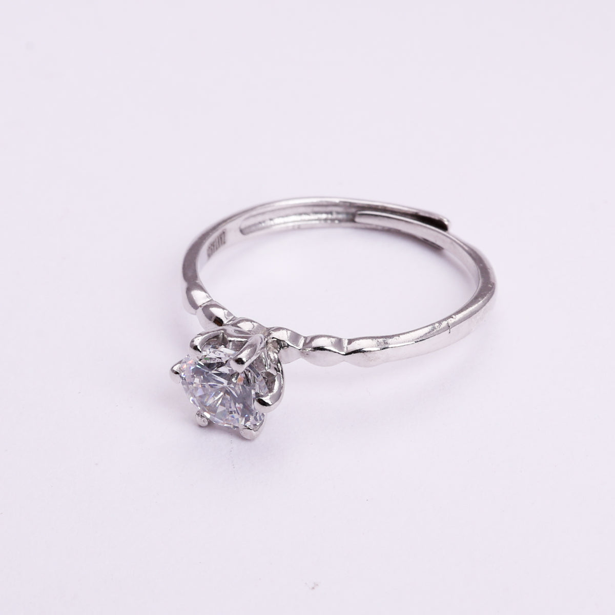 925 sterling silver solitaire ring with cz stone | adjustable band