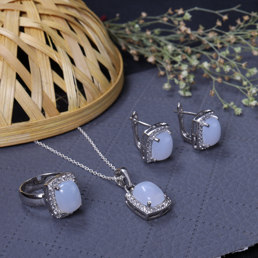 925 Silver Blue Gemstone Jewelry Set for Women | Gift