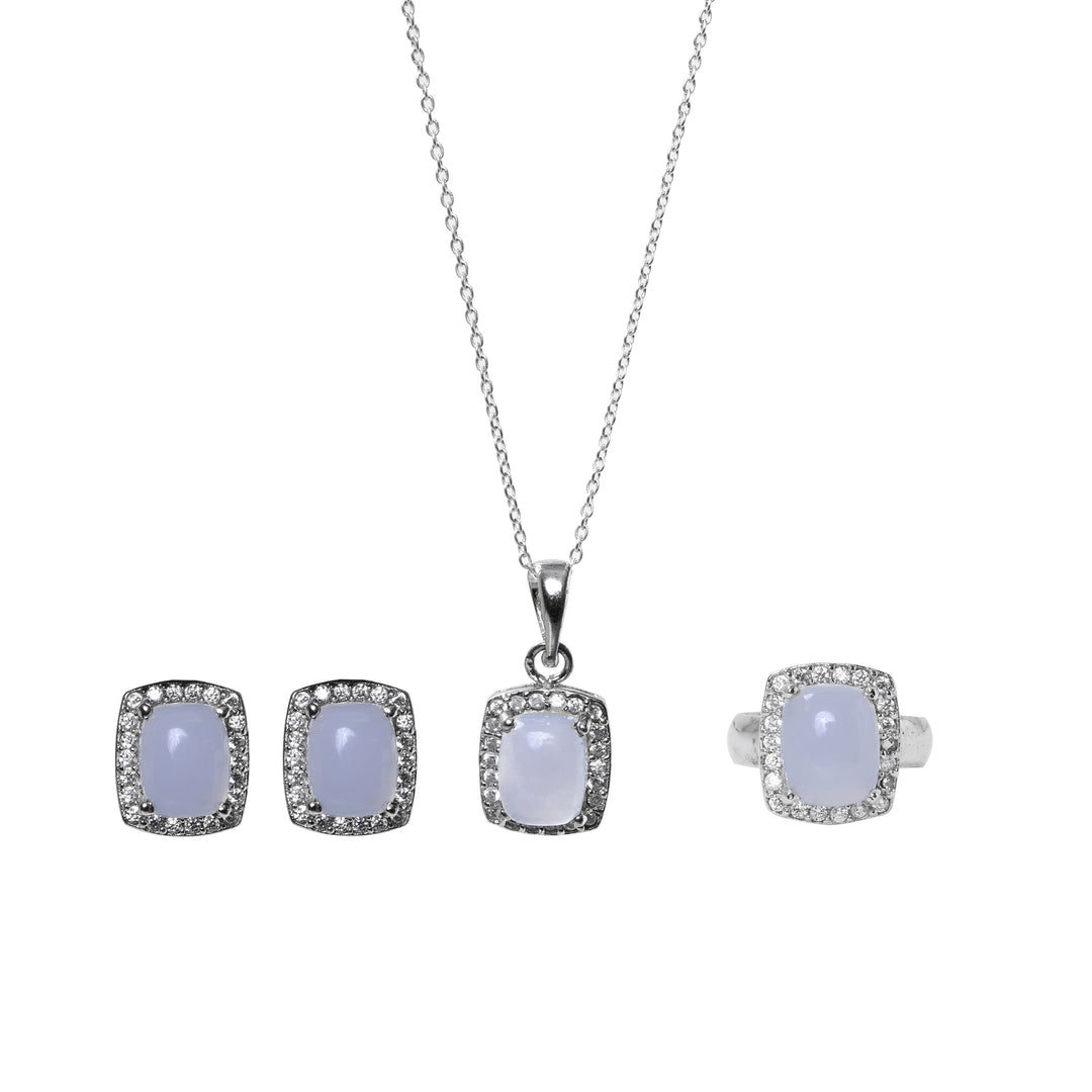 925 Silver Blue Gemstone Jewelry Set for Women | Gift