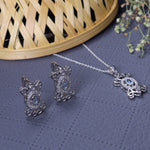 Load image into Gallery viewer, 925 Silver Blue Gemstone Necklace &amp; Earrings Set for Women
