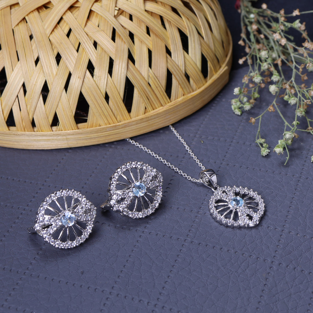 925 Silver Blue Gemstone Jewelry Set | Women's Gift