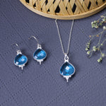 Load image into Gallery viewer, 925 Silver Blue Topaz Teardrop Earrings &amp; Necklace Set | Gift for Her
