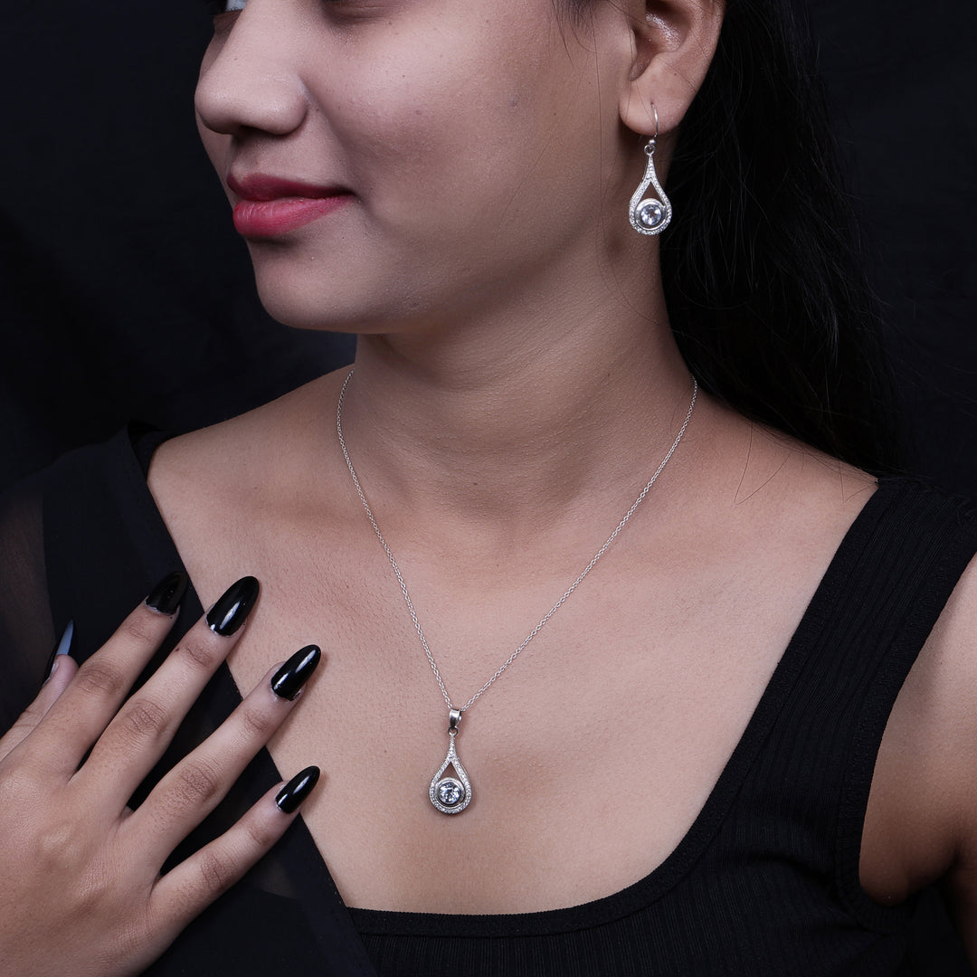 925 Silver Teardrop Jewelry Set | Blue Gemstone for Women