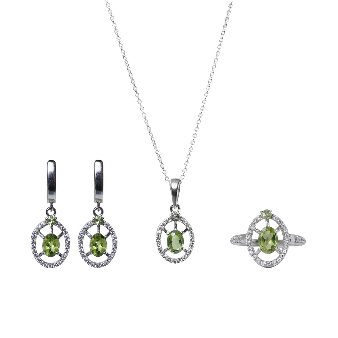 925 Silver Peridot Jewelry Set for Women | Gift Idea