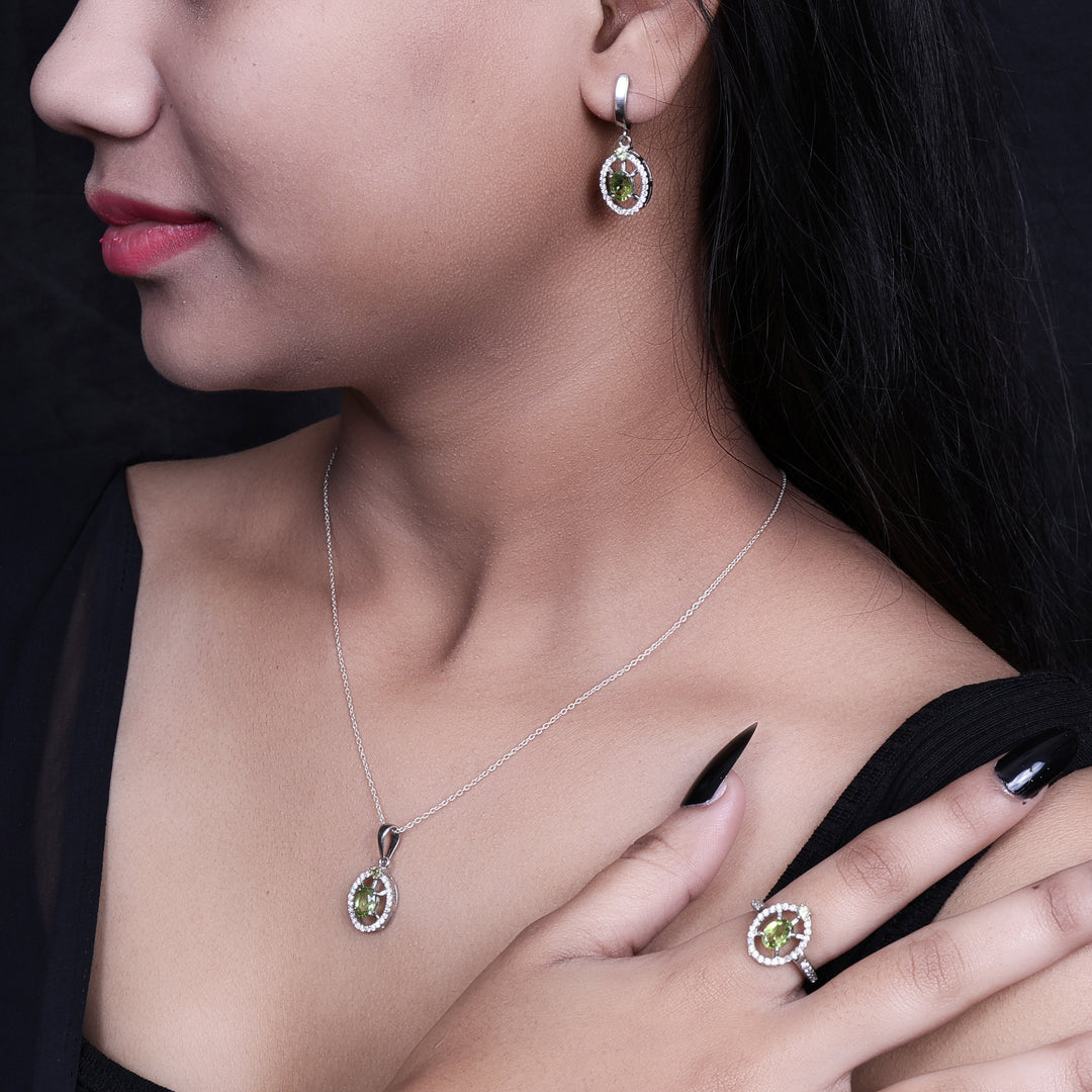 925 Silver Peridot Jewelry Set for Women | Gift Idea