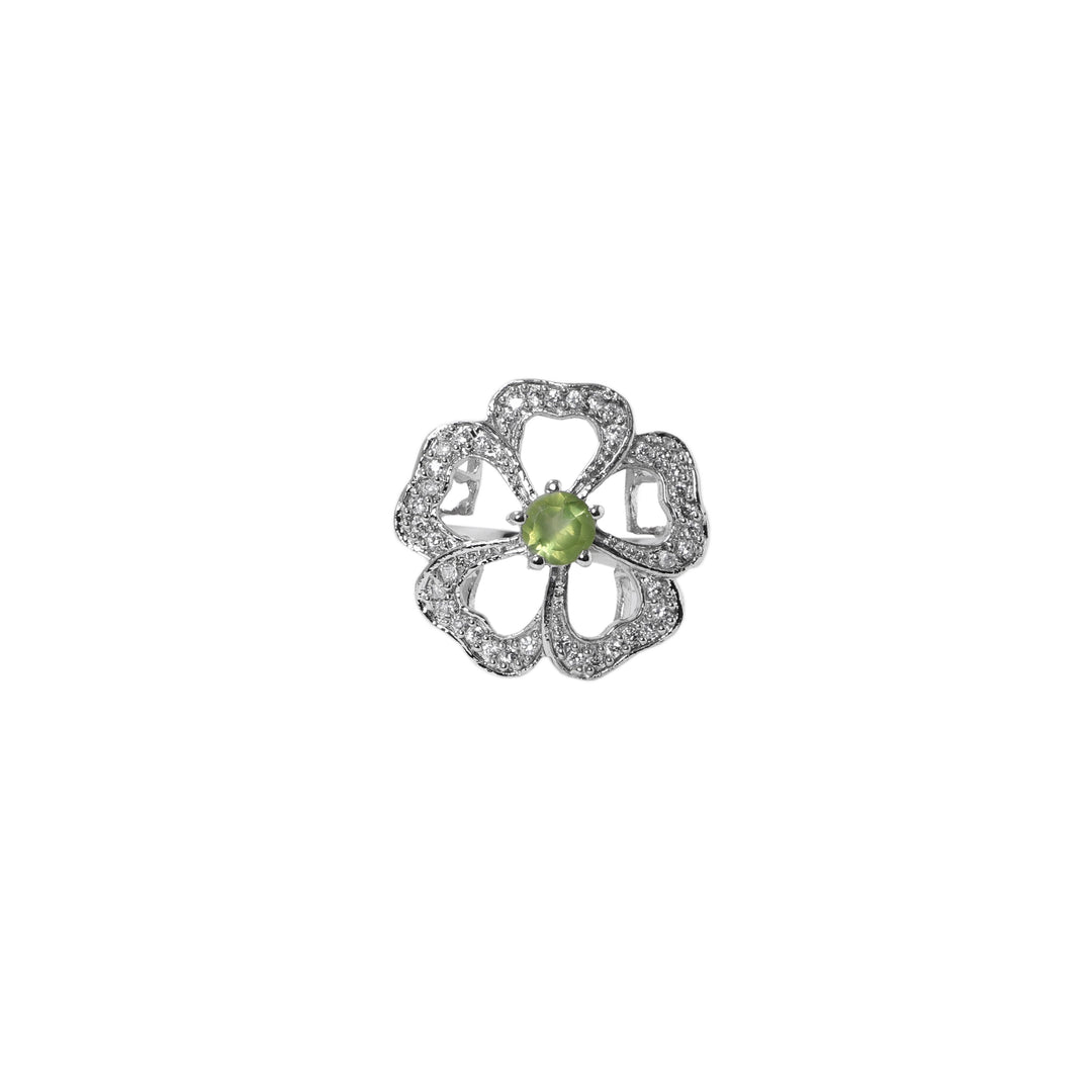 925 Silver Flower Jewelry Set with Green Gemstone | Gift for Her