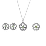 Load image into Gallery viewer, 925 Silver Flower Jewelry Set with Green Gemstone | Gift for Her
